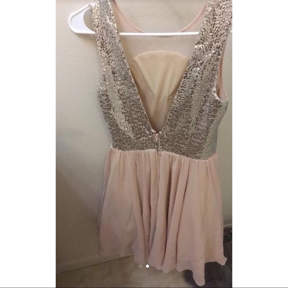 Blush Pink V Back dress